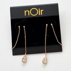 Noir NYC teardrop gold plated double swinger earrings